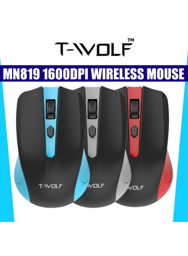 T-WOLF MN819 BIG SIZE MOUSE COLORFUL 1600DPI WIRELESS MOUSE HP S1000 MOUSE ( BLUE ) - Image 2